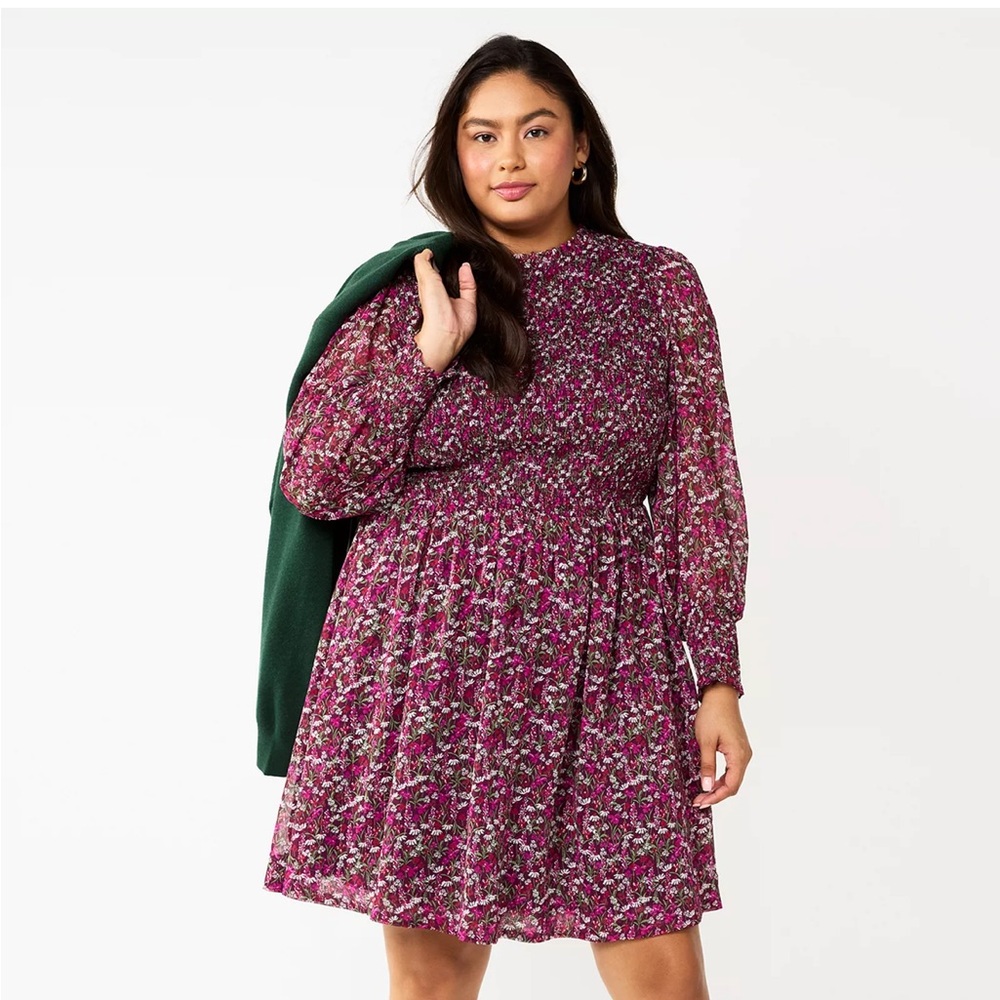 DRAPER JAMES RSVP Long Sleeve Smocked Dress